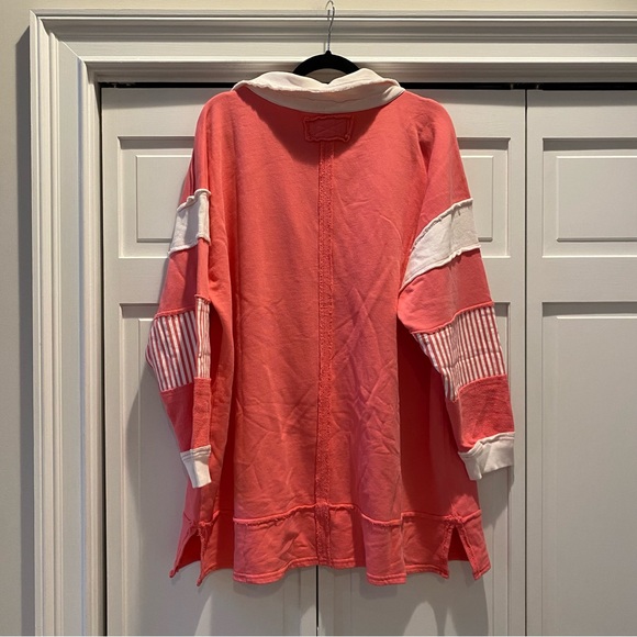 We The Free People Clean Prep Nautical Striped Collared Pullover Sweatshirt | L - Picture 10 of 12